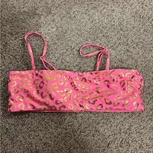 Pink Leopard Print Bikini Top